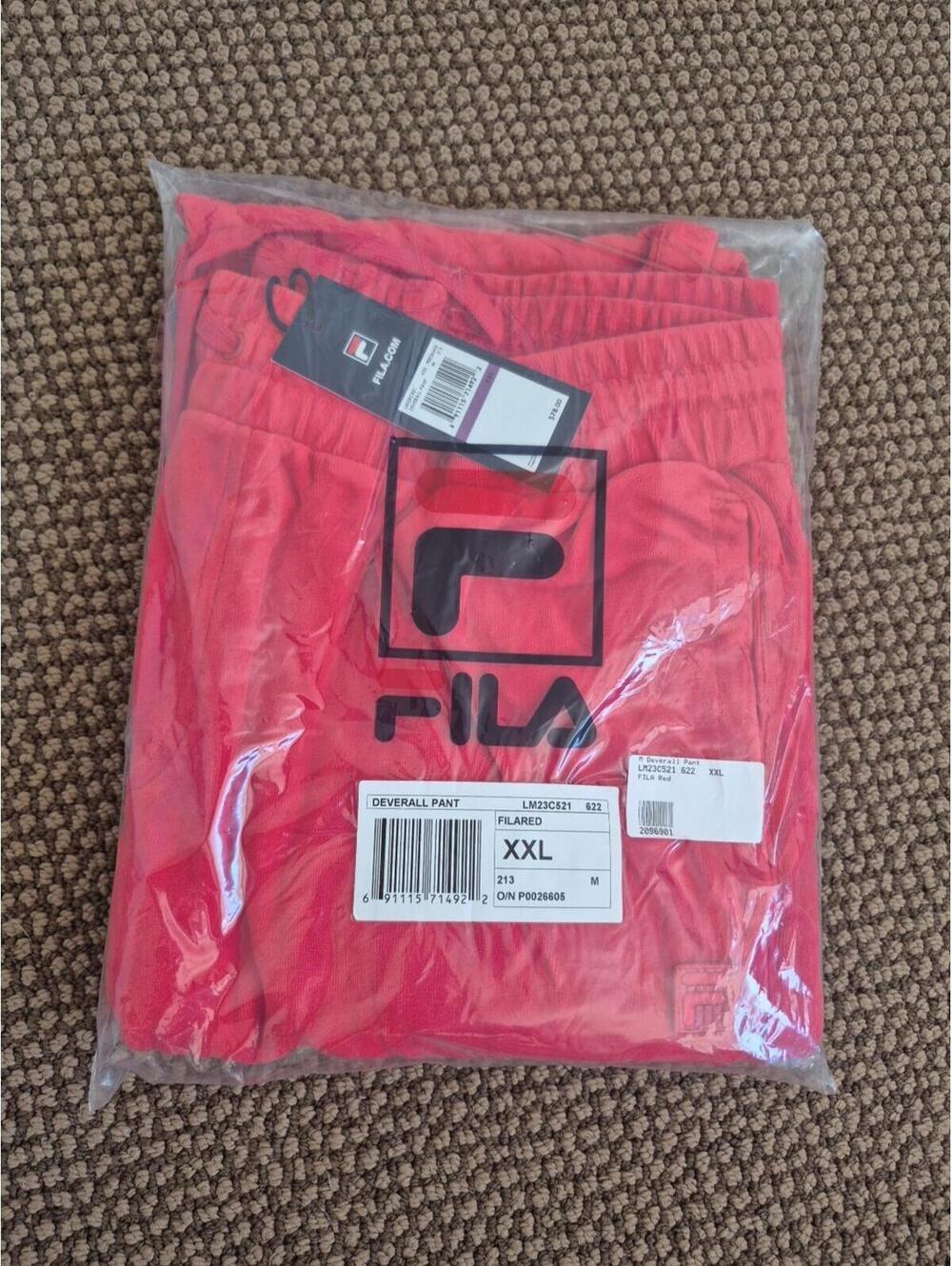 Fila Men's Ravid Velour Red Track Pant Pants Size XXL 2XL NWT